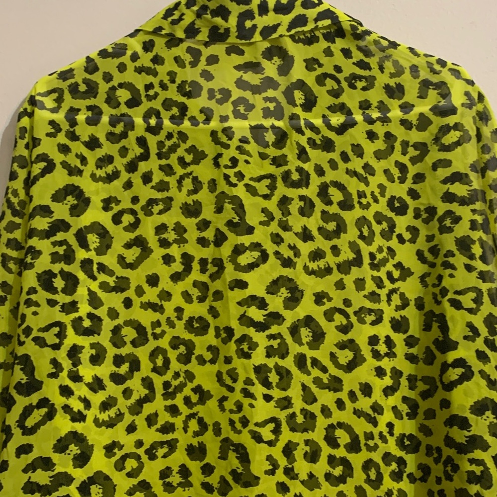 ASOS Leopard Print Blouse in Neon Yellow and Black - Picture 5 of 6